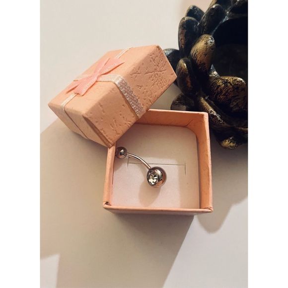 BLING WHITE SAPPHIRE SILVER BELLY RING - Picture 1 of 6